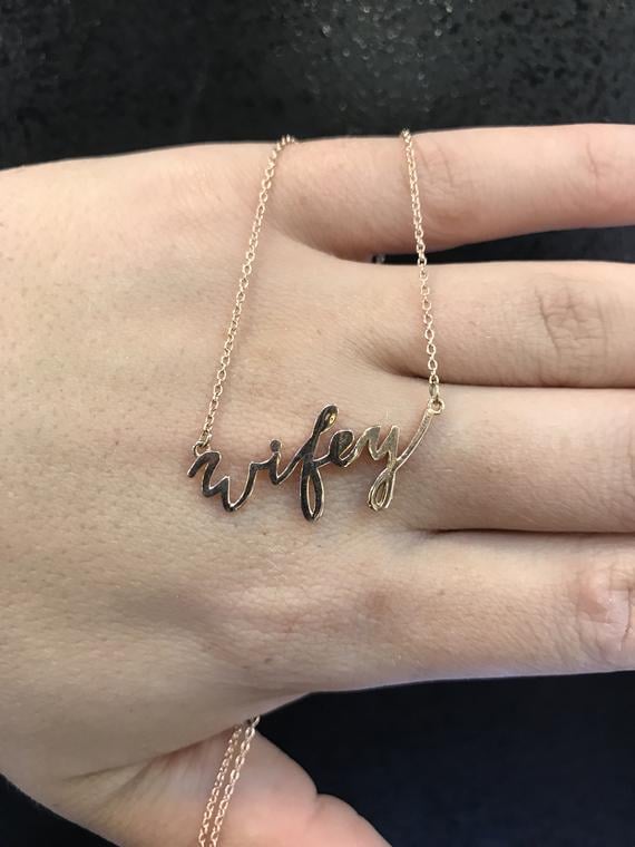 Etsy 14kt Rose Gold Wifey Necklace