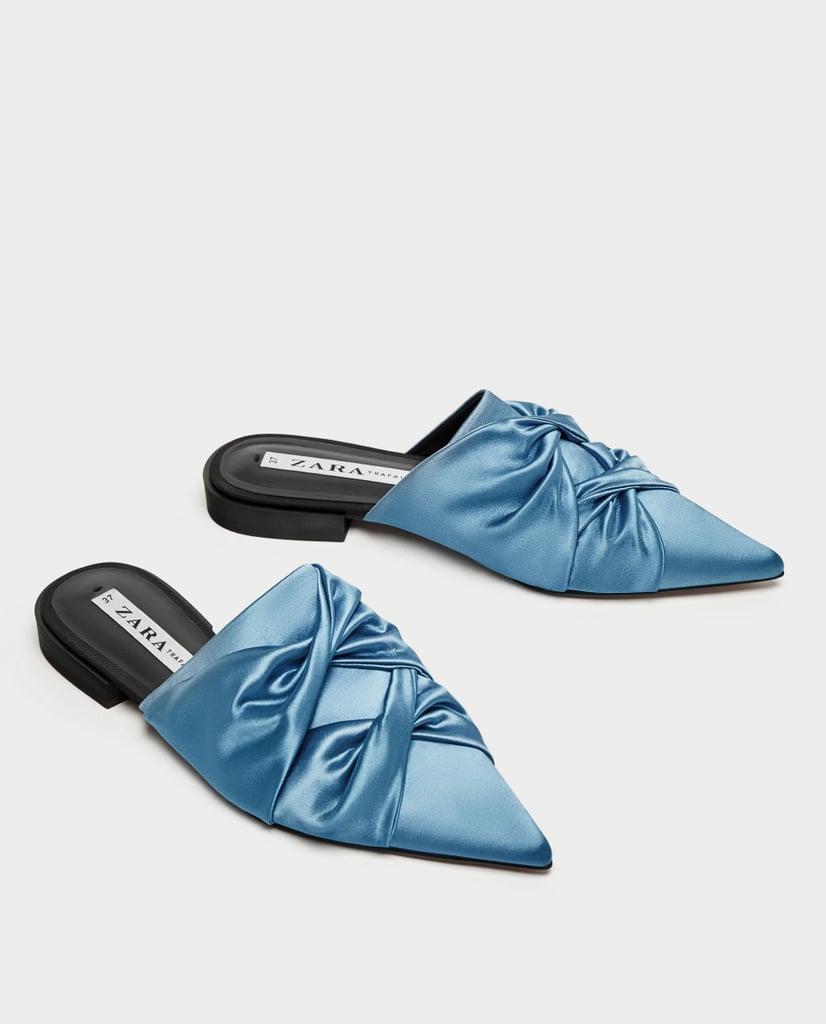 Zara Flat Gathered Mules With Pointed Toes