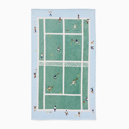 West Elm Tennis Scene Beach Towel ($30)
You might not be able to play a proper tennis match on the beach, but with this themed beach towel, at least you'll be able to showcase your love for the sport. The product is made from a sheared velour material that's gentle on skin and fast-absorbing, so you can dry off quickly.