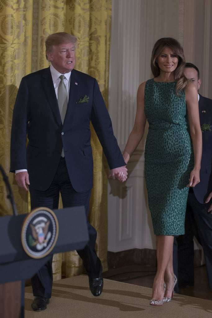 Melania Trump Green Leopard Print Dress
