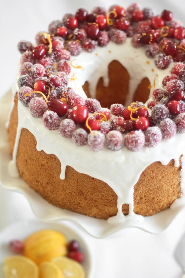 Orange Chiffon Cake With Sparkling Cranberries