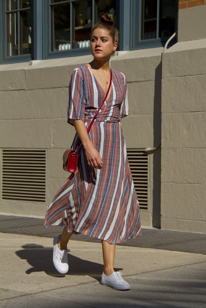 An easy dress paired with everyday sneakers makes for an irresistible combination. An easy dress paired with everyday sneakers makes for an irresistible combination.