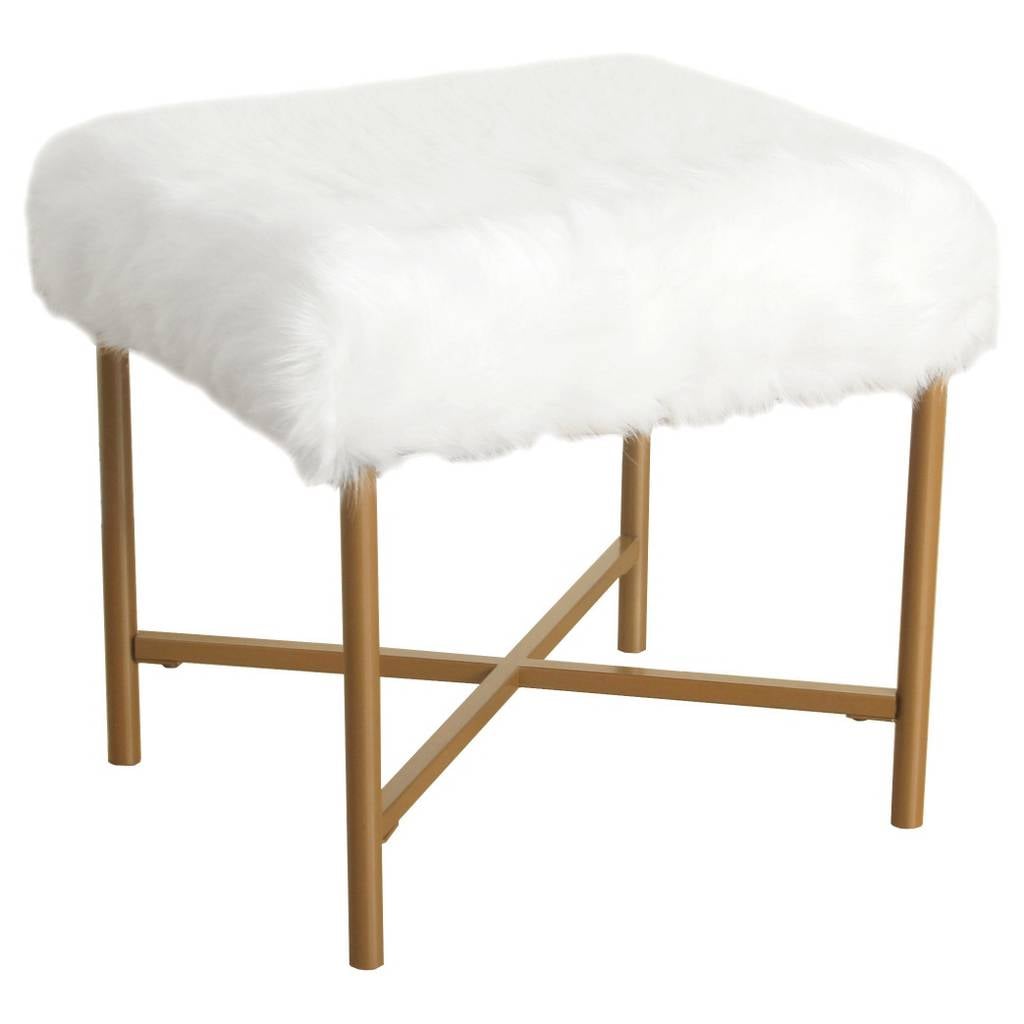 HomePop Faux Fur White Stool ($92, originally $108)