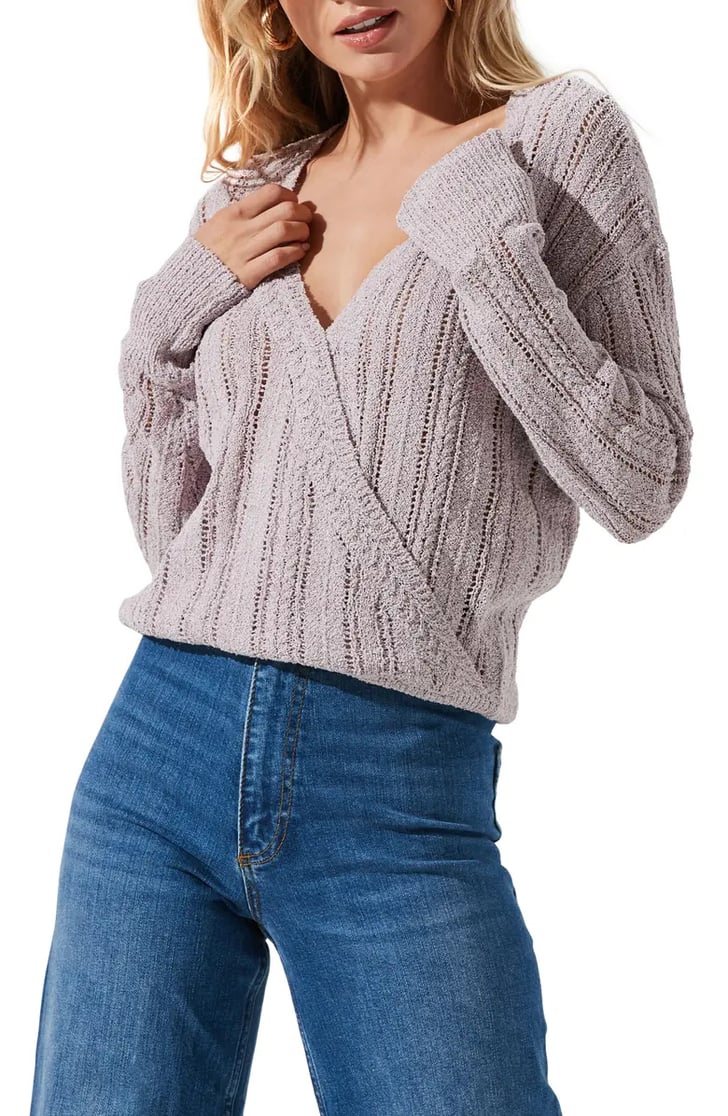 That s a Wrap ASTR the Label Wrap Front Pointelle Sweater Done