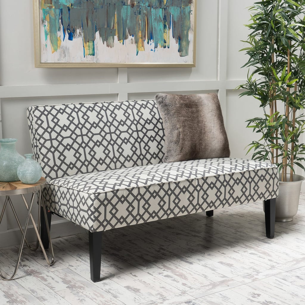 Sofia Dark Gray and White Loveseat