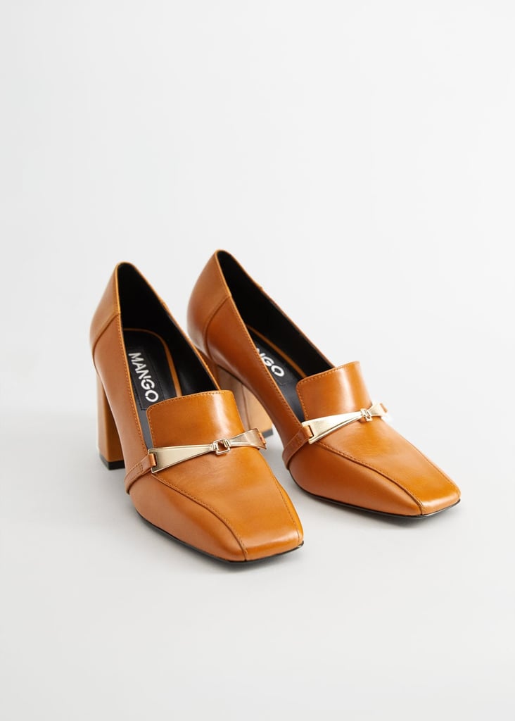 Mango Leather Heel Loafers