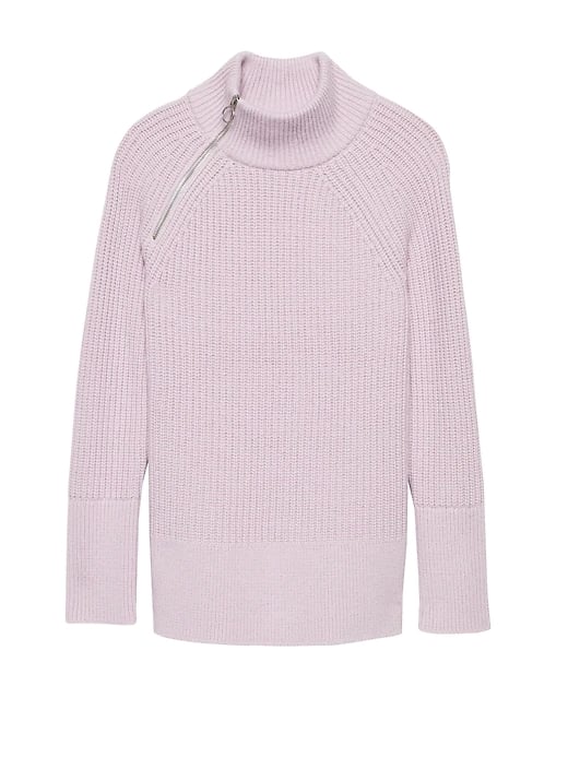 Chunky Side-Zip Mock-Neck Sweater