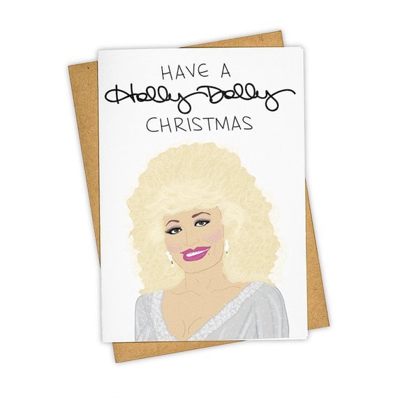 Holly Dolly Christmas Greeting Card Funny Holiday