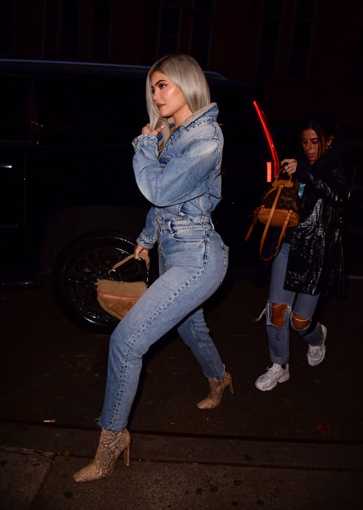 Kylie Jenners Denim Jumpsuit November 2018 Popsugar Fashion Photo 5 