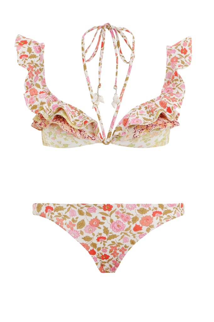 Zimmermann Goldie Frill Halter Tie Bikini ($270)