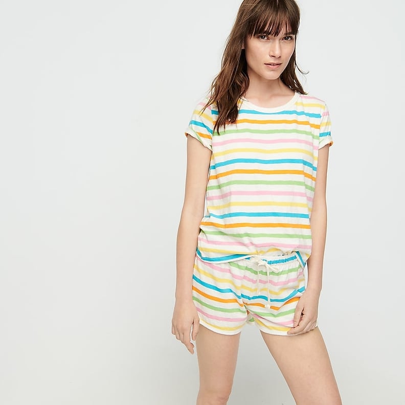 J. Crew Short-Sleeve Pajama Set in Rainbow Stripe
