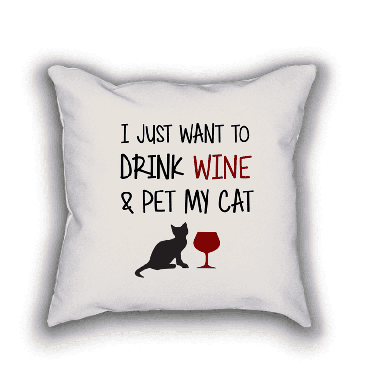 Cute Dose  Wino Cat Pillow