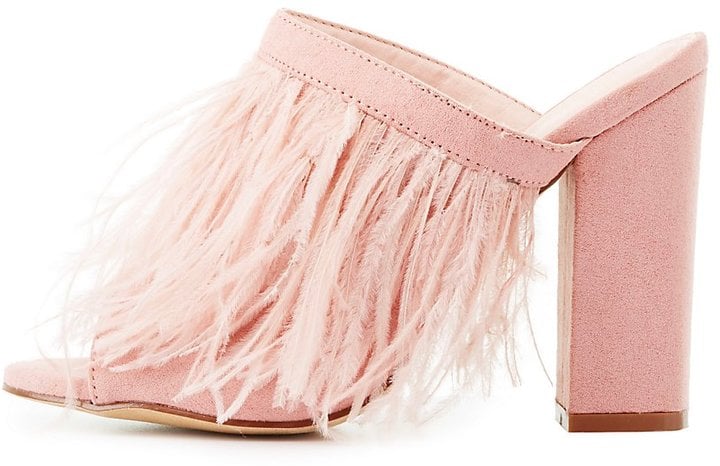 Charlotte Russe Feather Peep Toe Mules