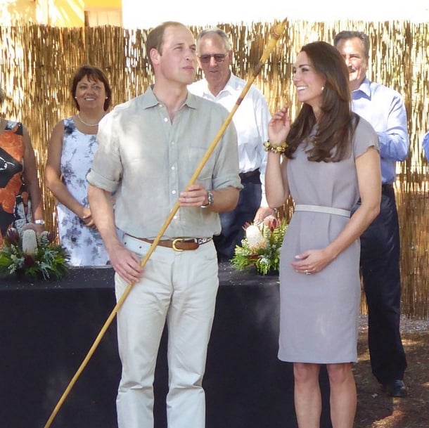 William was gifted a spear during the couple's visit to the outback.
Source: Instagram user sperrypeoplemag