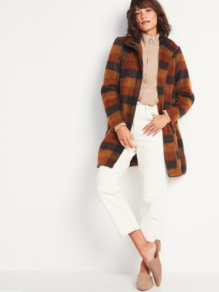 Brushed best sale plaid coat
