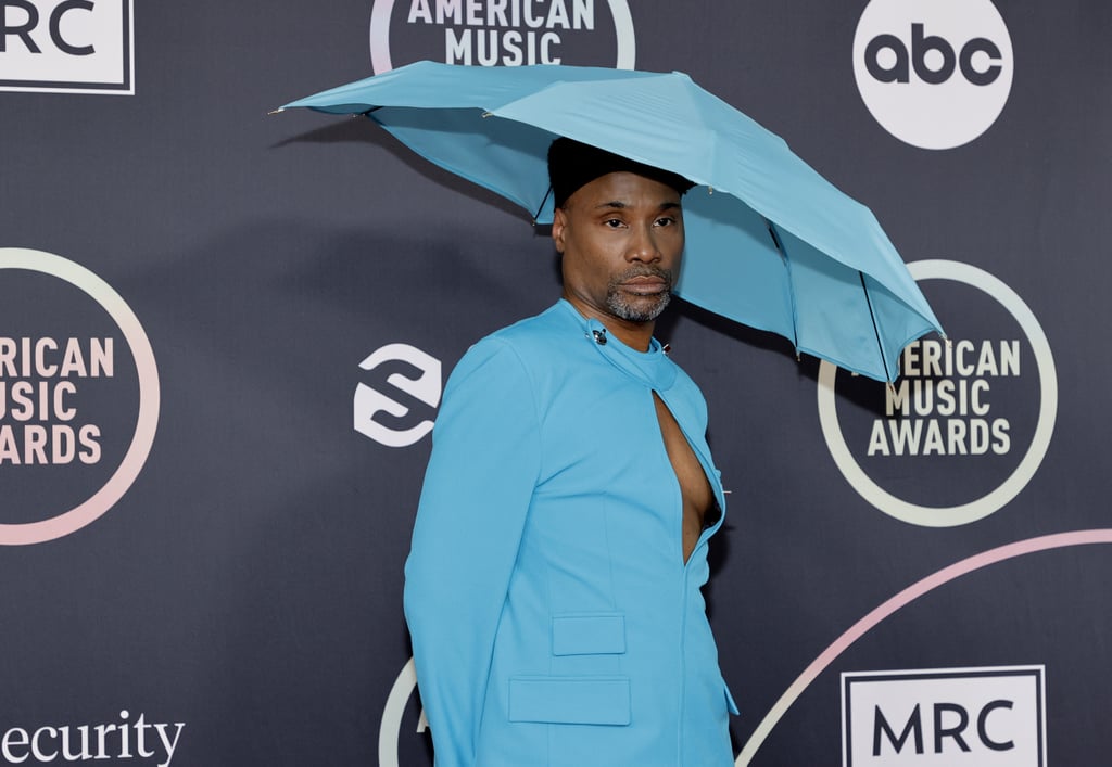 Billy Porter's Blue Suit and Umbrella Hat at the 2021 AMAs