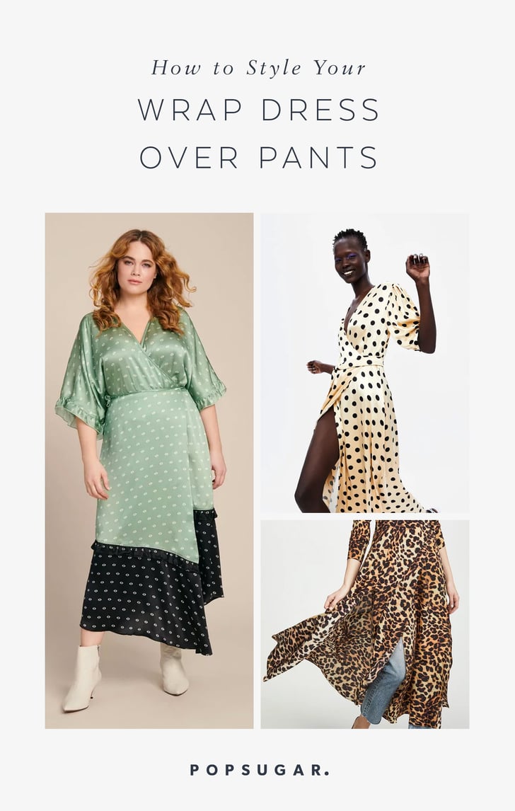 How to Wear a Wrap Dress Over Pants