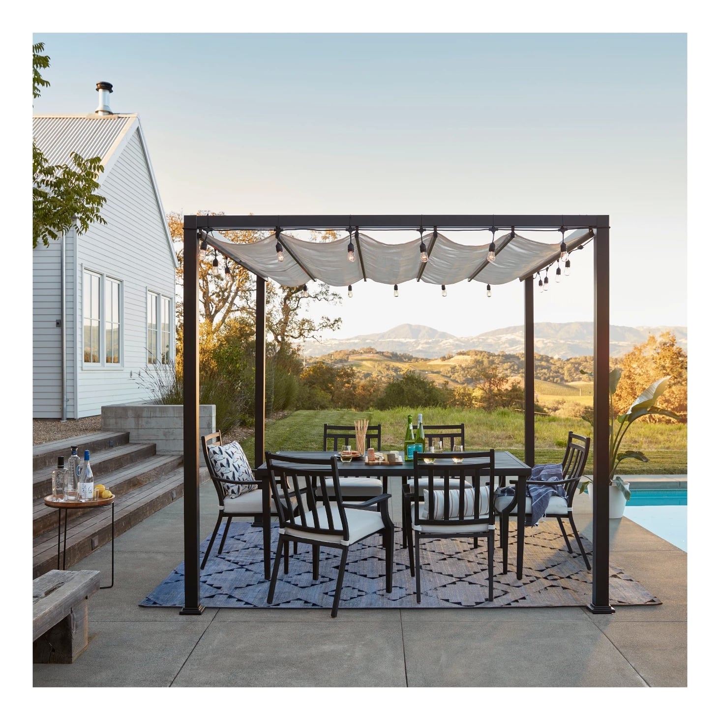 Threshold fairmont steel dining table sale
