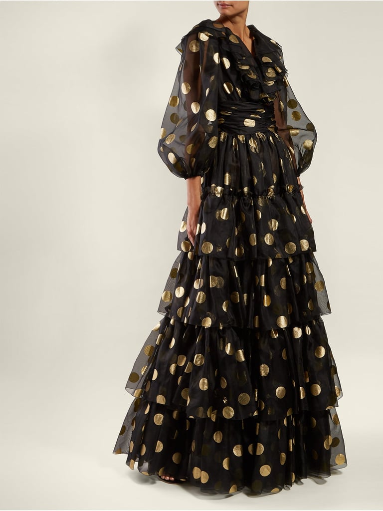 Dolce & Gabbana Polka-Dot Print Tiered Silk-Organza Gown