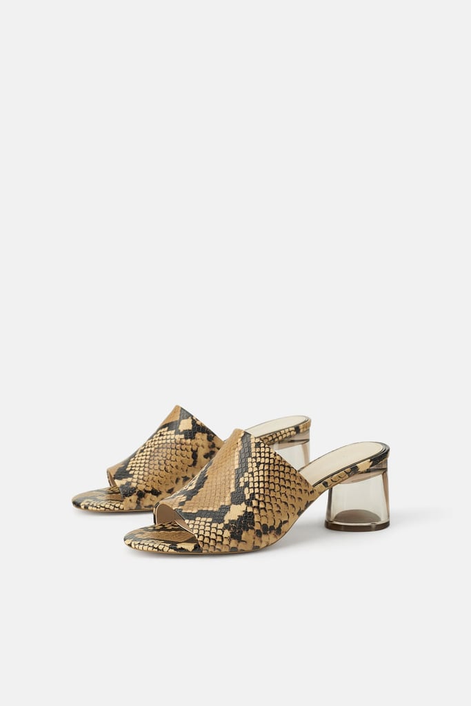 zara mules with methacrylate heel