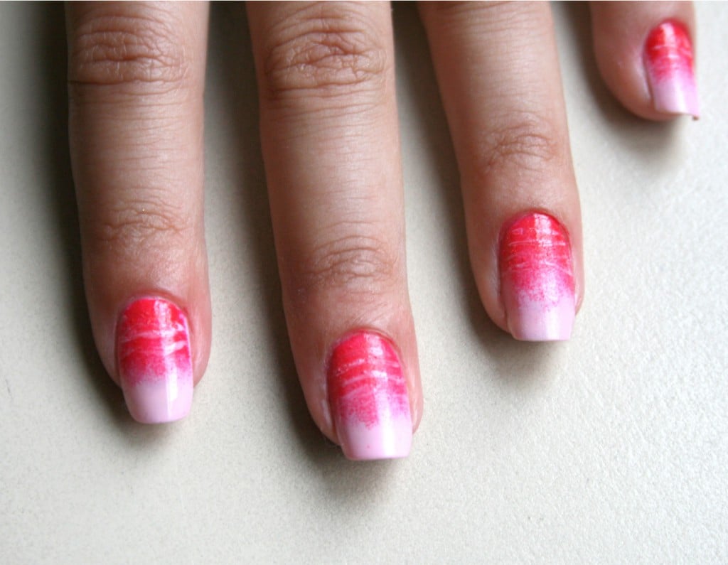 Use a sponge to create this ombré nail design.