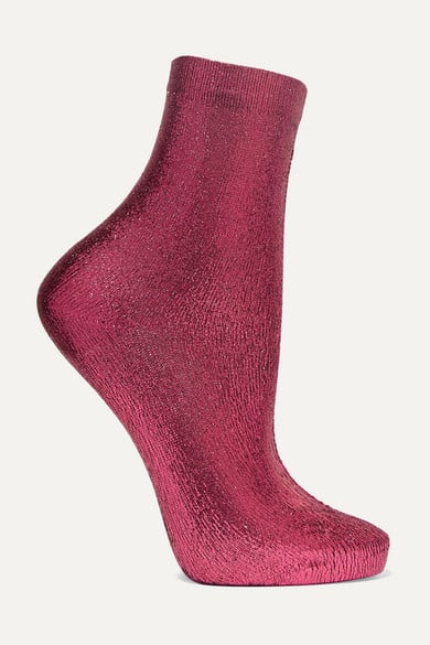 Maria La Rosa Metallic Coated Silk-Blend Socks