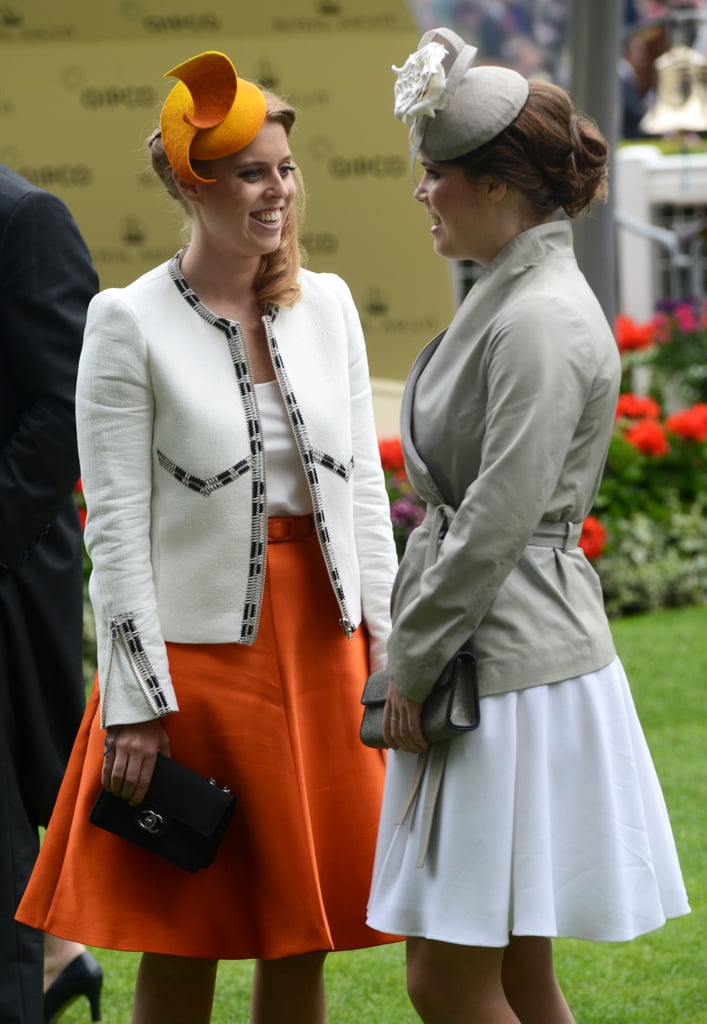 With her sister, Princess Eugenie, at Royal Ascot in 2014.