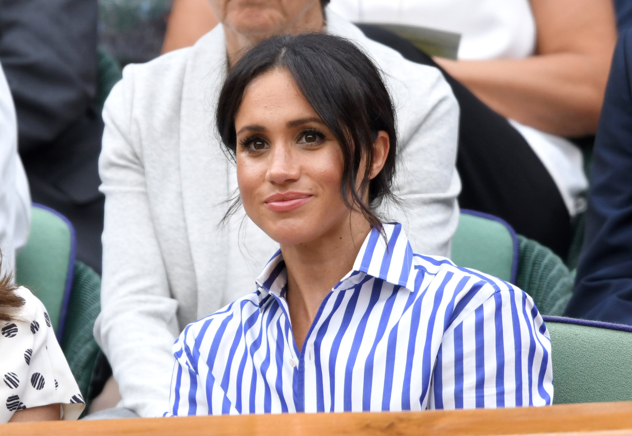 LONDON, ENGLAND - JULY 14: Meghan, Duchess of Sussex attends day twelve of the Wimbledon Tennis Championships at the All England Lawn Tennis and Croquet Club on July 14, 2018 in London, England. (Photo by Karwai Tang/WireImage )