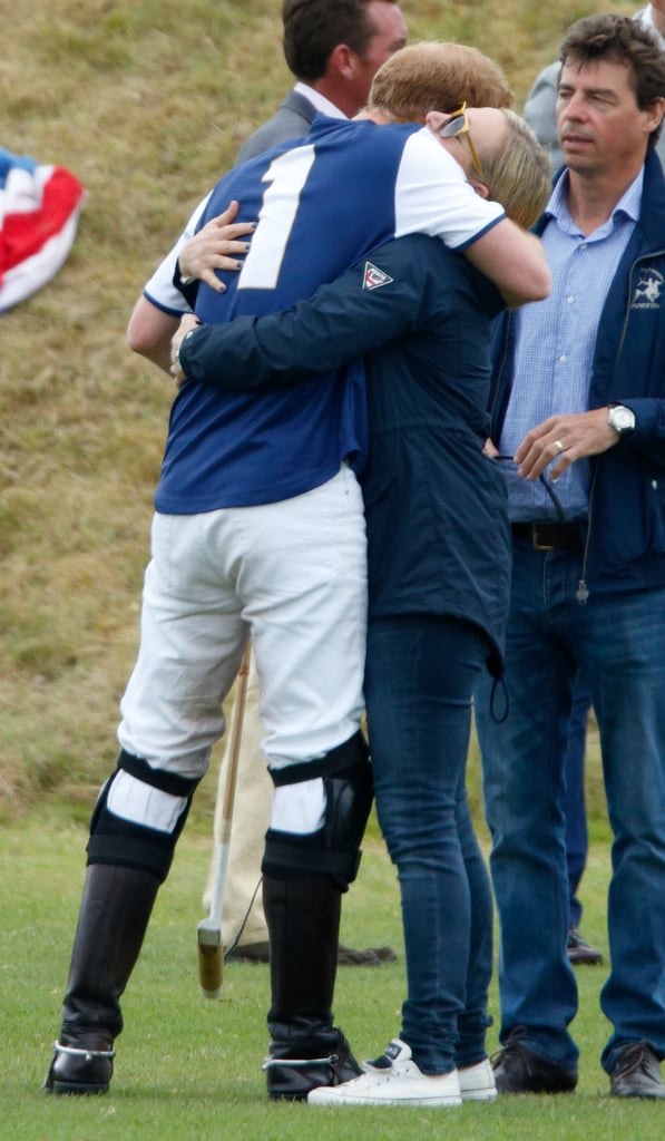 Harry greeted his cousin Zara Phillips at the Gigaset Charity Polo Match at Beaufort Polo Club in 2015.