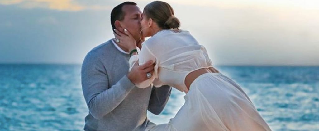 Jennifer Lopez White Crop Top Set in Engagement Photos
