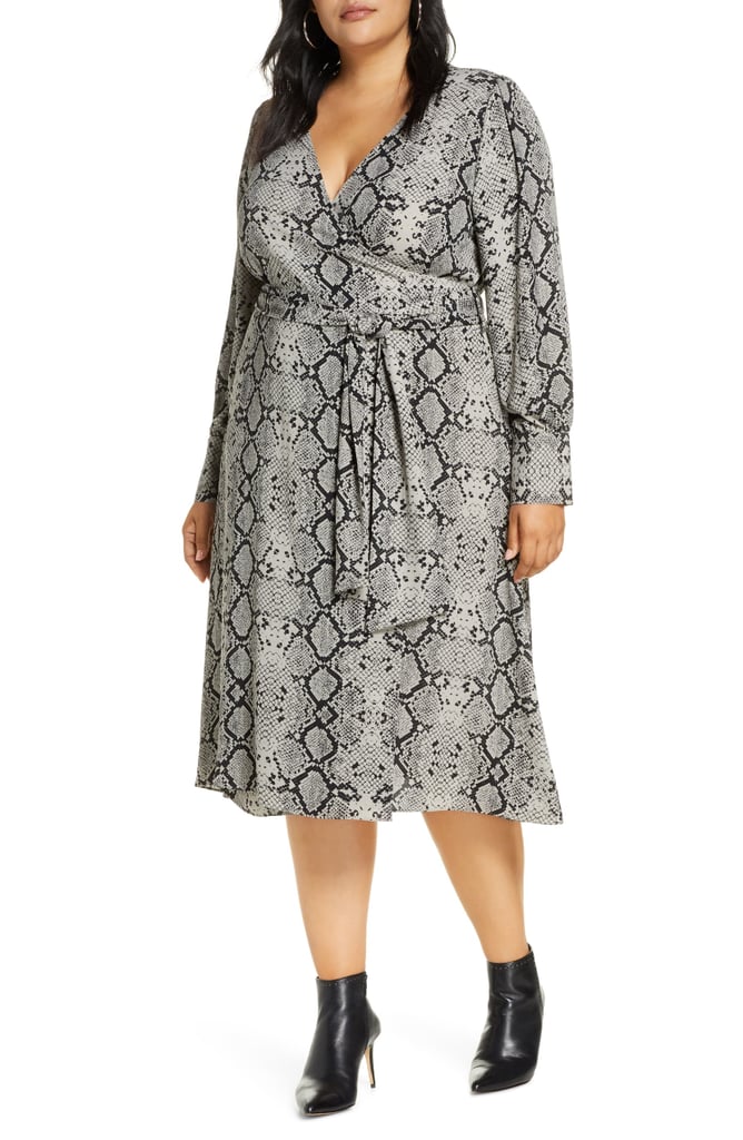 Halogen Long-Sleeve Midi Wrap Dress