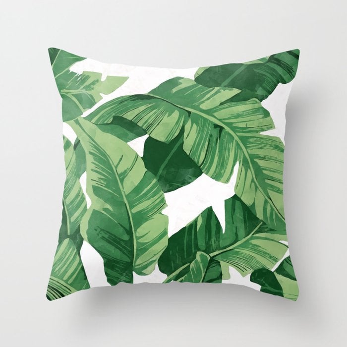 Society6 Tropical Banana Leaves IV Throw Pillow