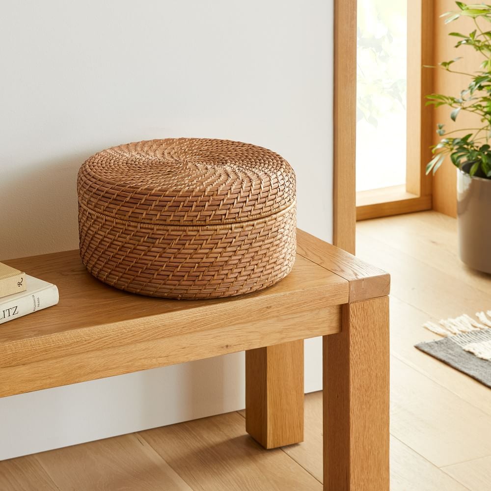 Modern Weave Round Lidded Basket