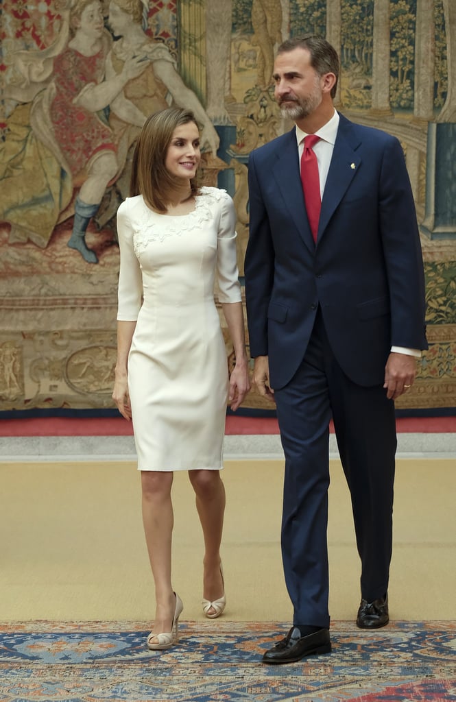 Queen Letizia Wearing a White Dress September 2016