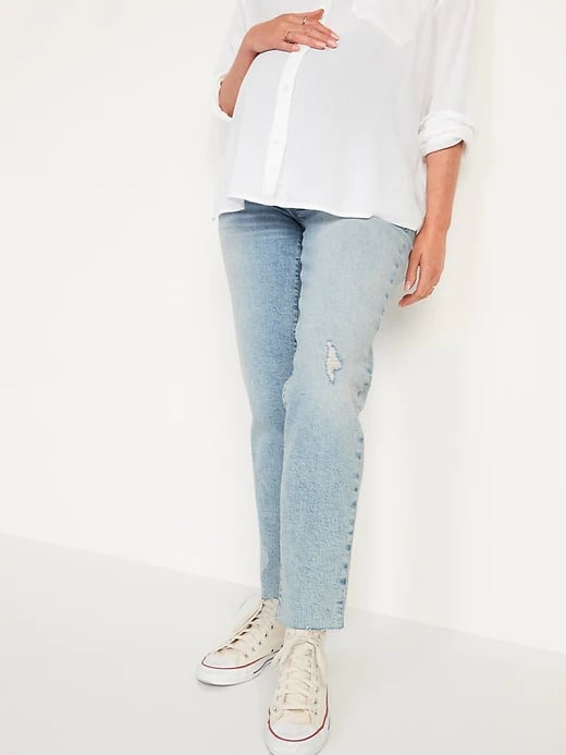 Old Navy Maternity Full Panel O.G. Straight Ripped Jeans