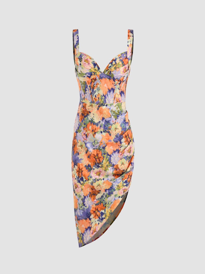 Best Asymmetric Floral Dress: Cider Asymmetric Hem Floral Midi Dress