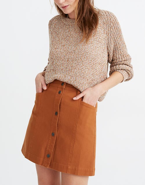 Madewell Button-Front A-Line Pocket Mini Skirt
