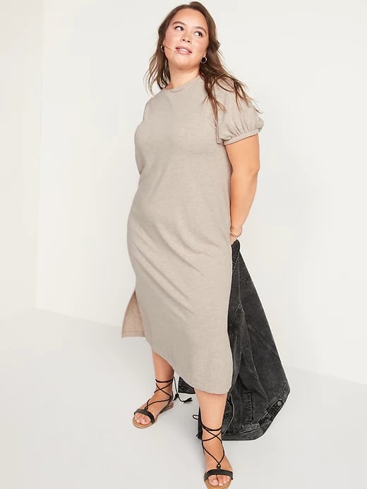 Old Navy Puff-Sleeve Midi T-Shirt Shift Dress