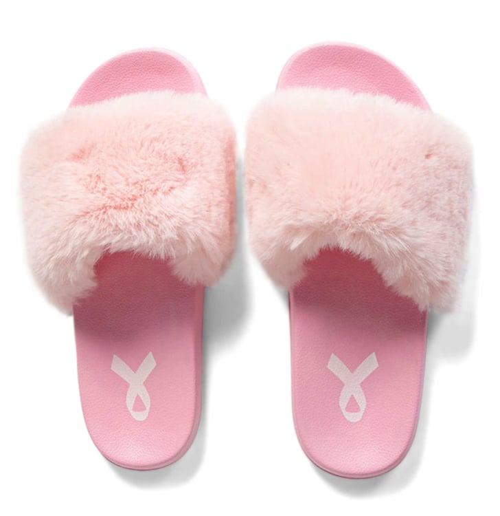 BCA Faux Fur Slides Breast Cancer Awareness Products 2017 POPSUGAR