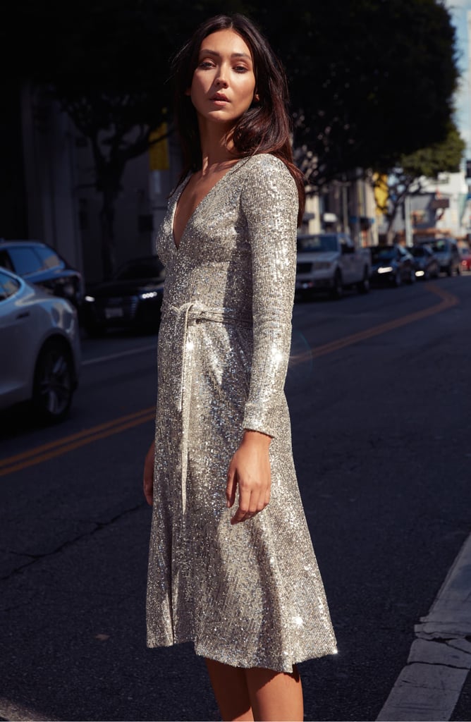 Dress the Population Daphne Long Sleeved Sequin Cocktail Dress