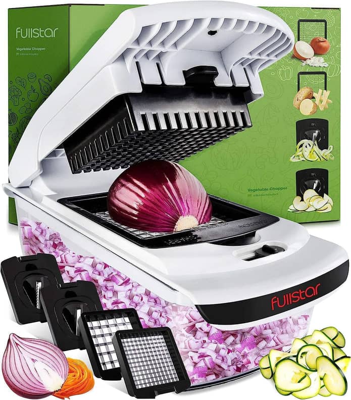 Cheer Collection Vegetable Chopper with Container - 10 in 1 Food Slicer Vegetable Cutter with 8 Blades