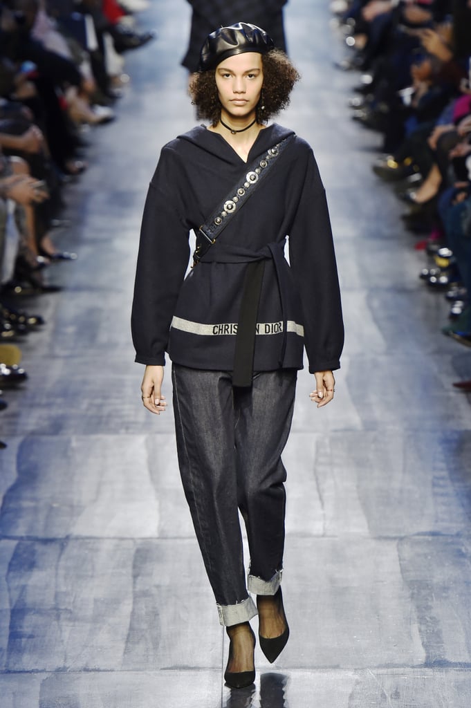 We think she'd prefer the denim, and perhaps this belted sweatshirt, from the label's Fall 2017 lineup.
