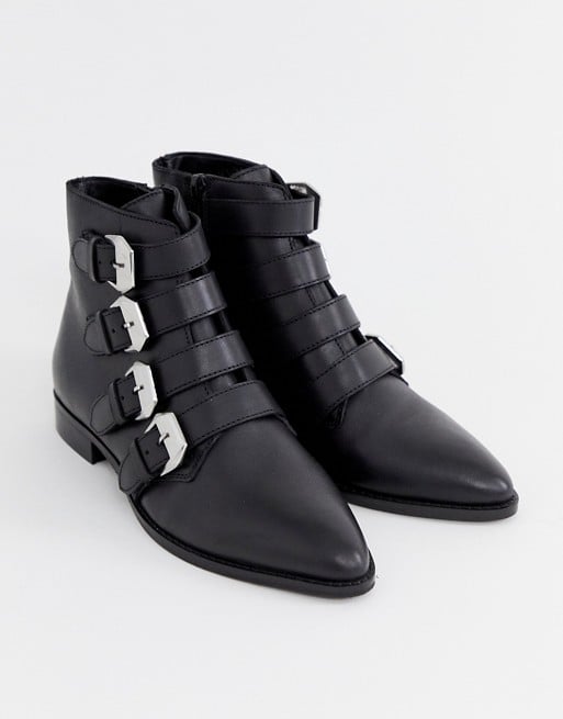 Asos Design Alissa Leather Buckled Boots