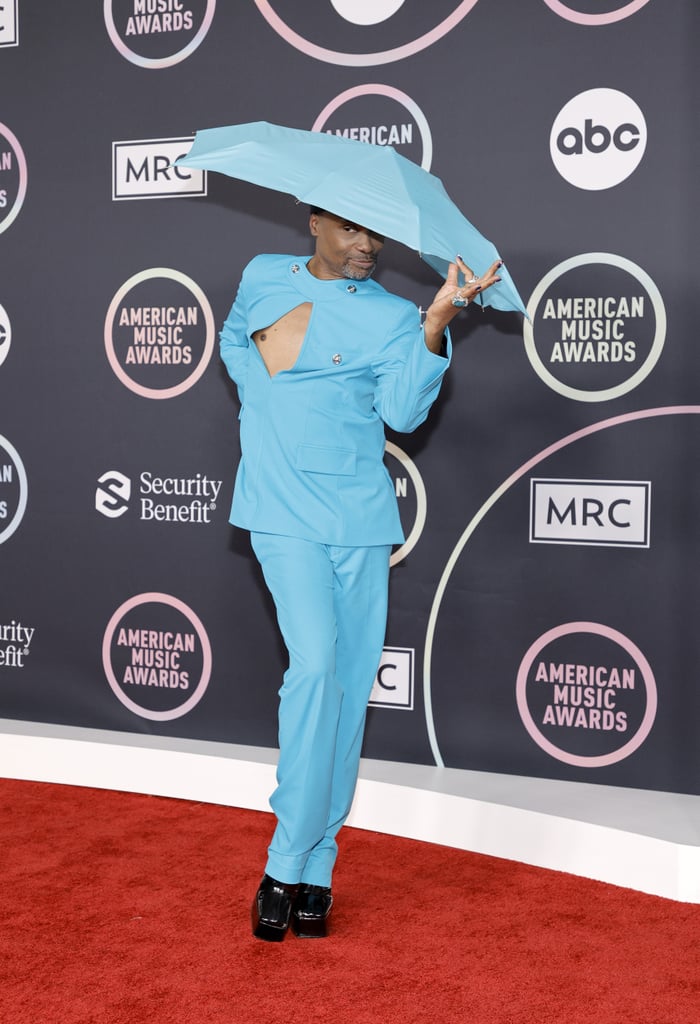 Billy Porter's Blue Suit and Umbrella Hat at the 2021 AMAs