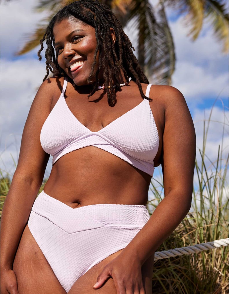 White Clear Strap Scoop Bikini Top