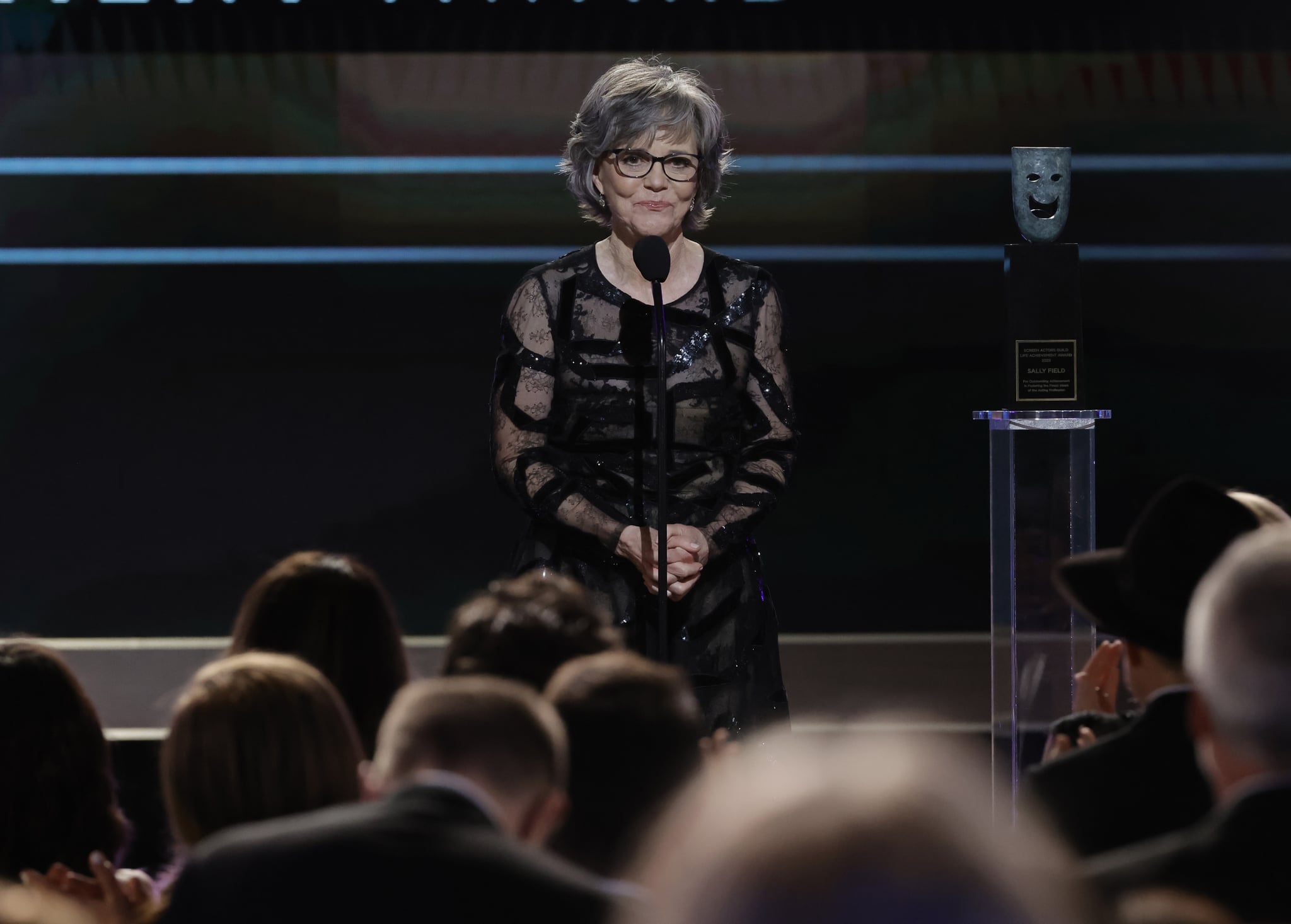 LOS ANGELES, CALIFORNIA - FEBRUARY 26: Honouree Sally Field accepts the SAG Life Achievement Award onstage during the 29th Annual Screen Actors Guild Awards at Fairmont Century Plaza on February 26, 2023 in Los Angeles, California. (Photo by Kevin Winter/Getty Images)