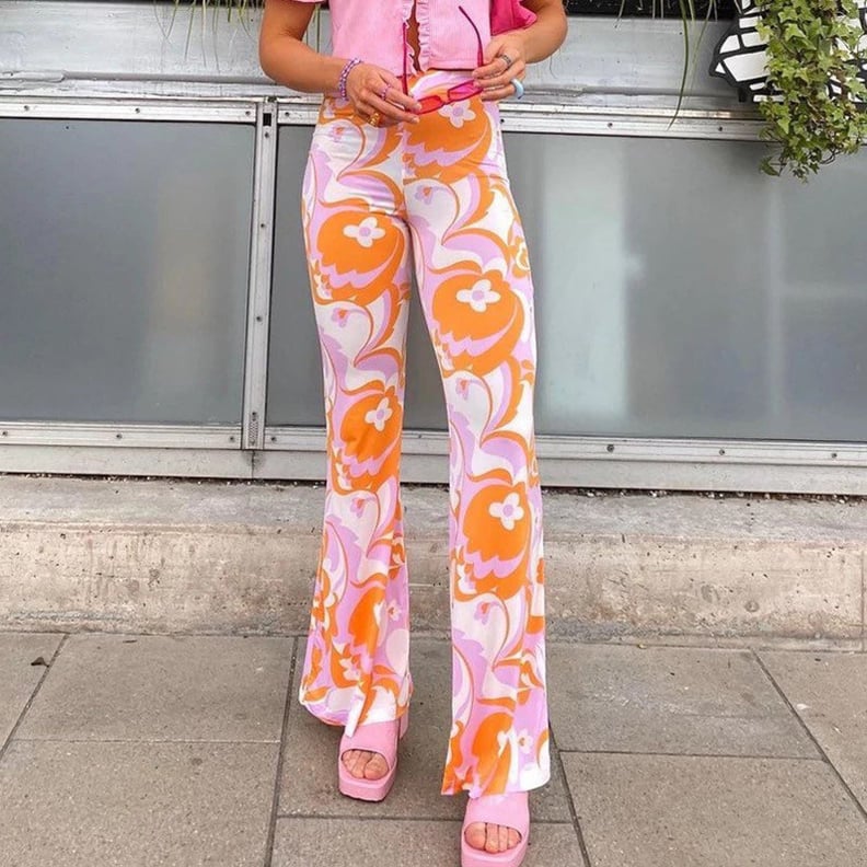 Retro Floral Flare Pants