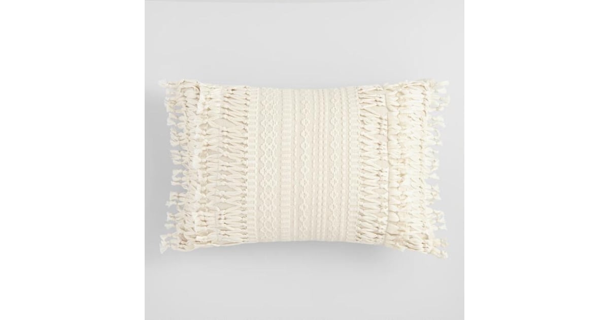 Ivory Geo Fringe Indoor Outdoor Lumbar Pillow Best Outdoor Pillows