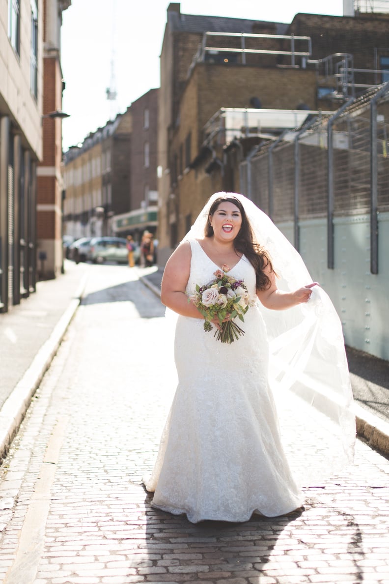 Callie Wore an A-line Wedding Gown With Beautiful Lace Applique