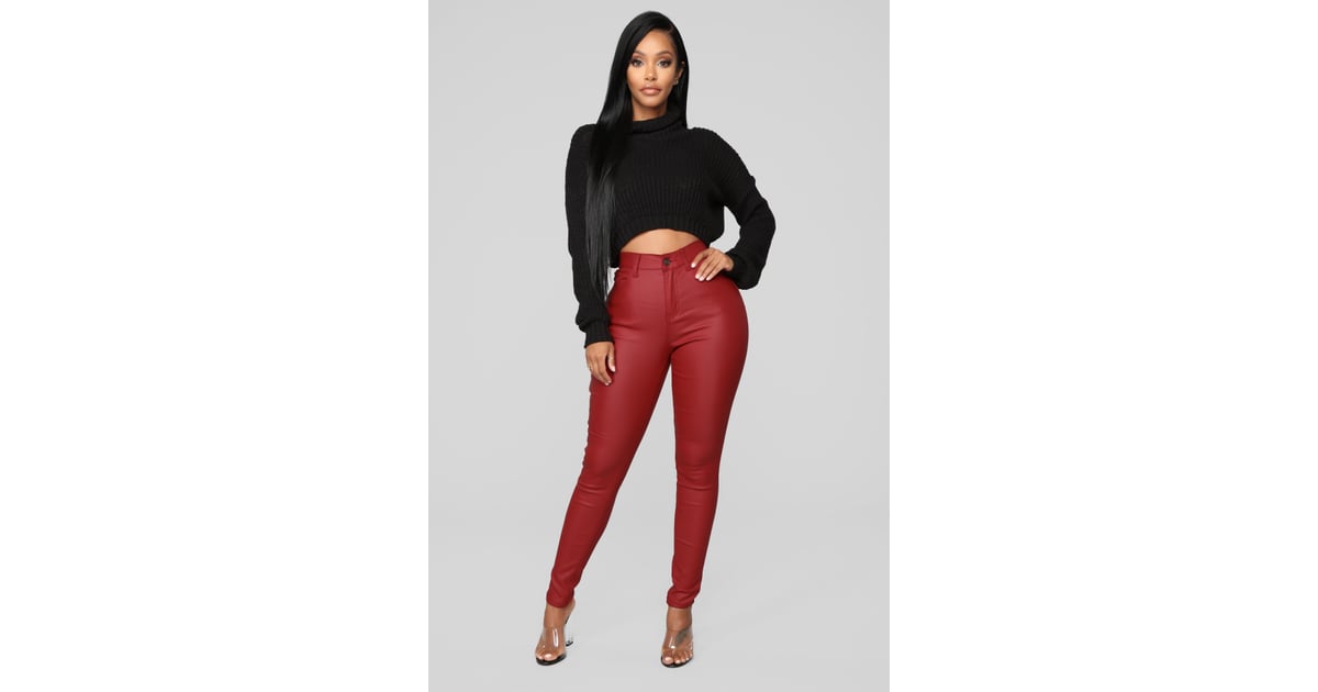 red leather pants fashion nova
